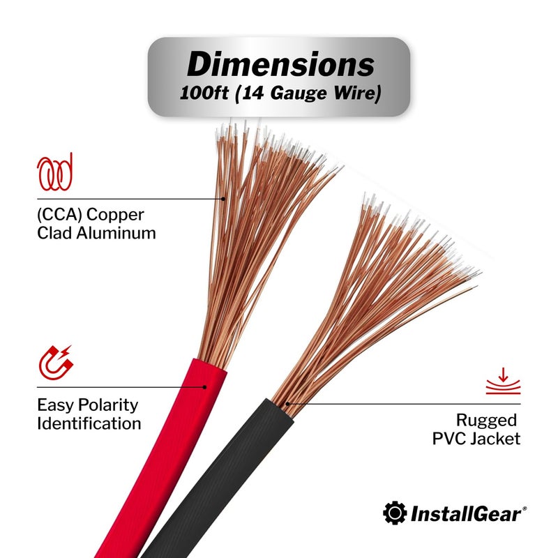 InstallGear 14 Gauge Speaker Wire - Red/Black 100ft Speaker Wire for Car, Home Theater, Stereo, Radio, Surround Sound Systems - 14 Gauge 100 ft - Durable - Image 3